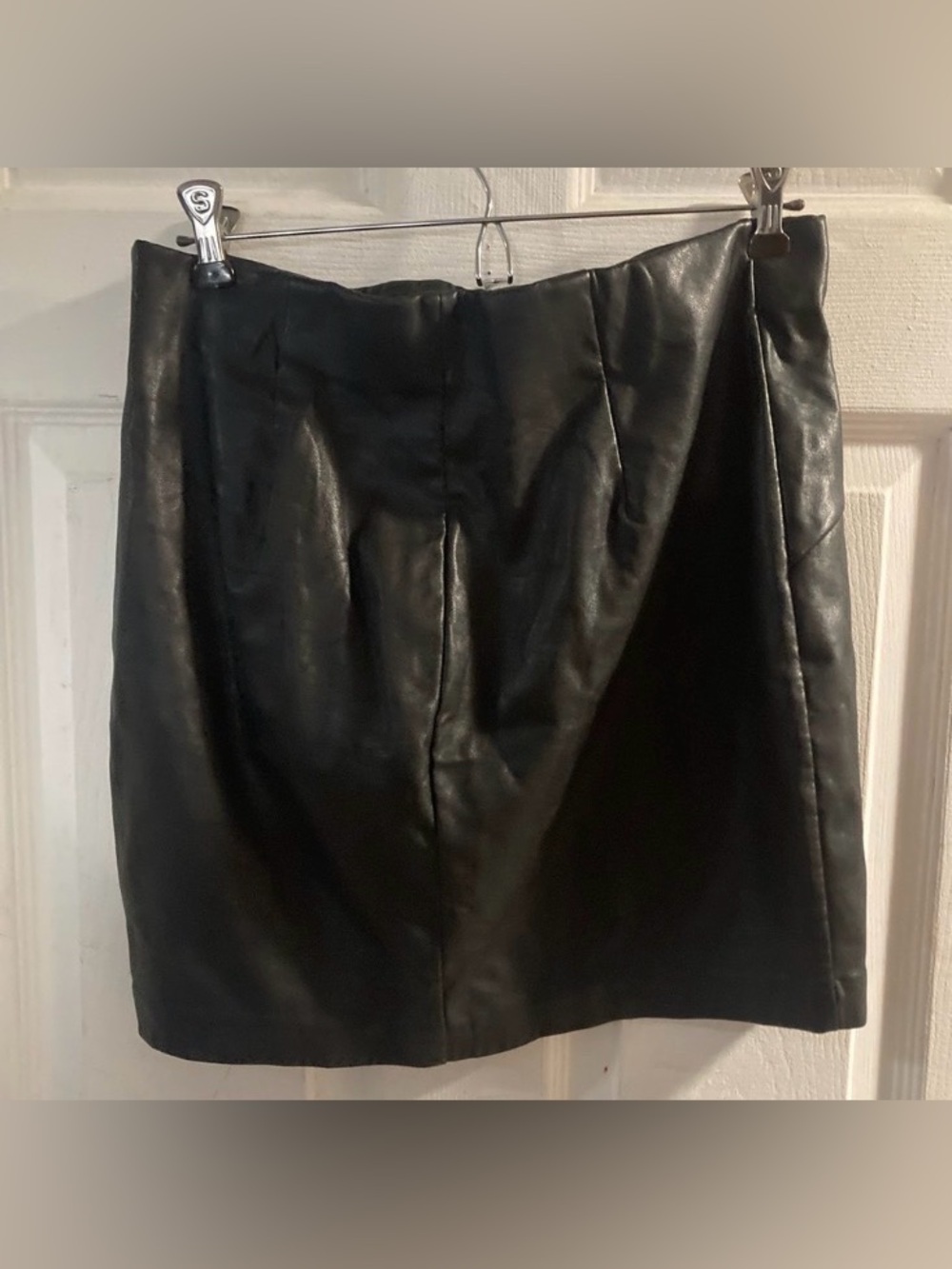 Dynamite G/L Black Faux Leather Y2K Asymmetrical Mini Skirt